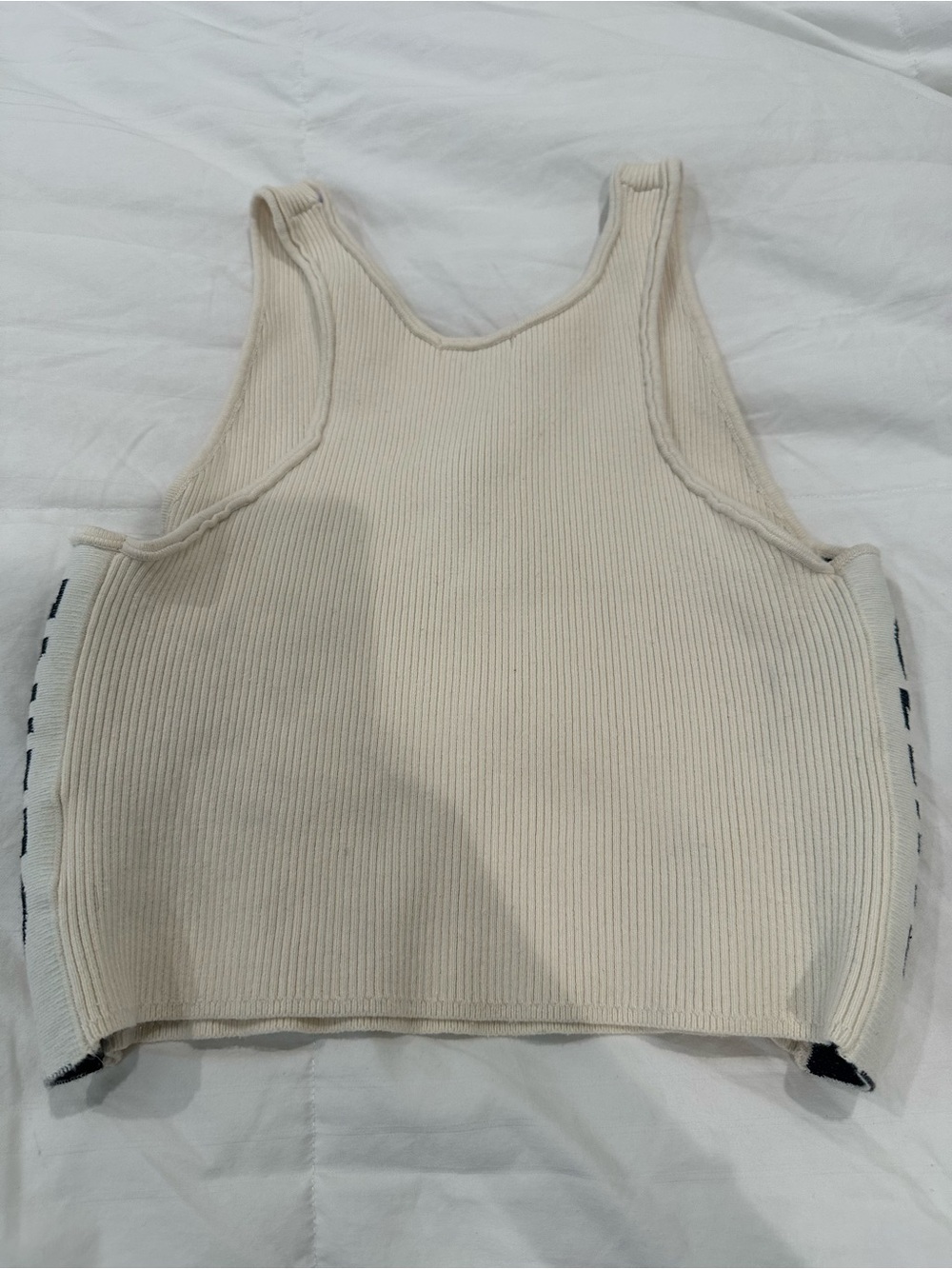 Cream Ribbed Zip-Front Tank Top - Picture 2 of 8